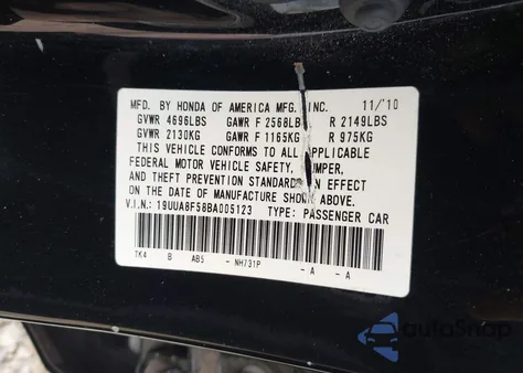 2011 Acura Tl 3.5/Tech z USA, uszkodzony, nr VIN 19UUA8F58BA005123